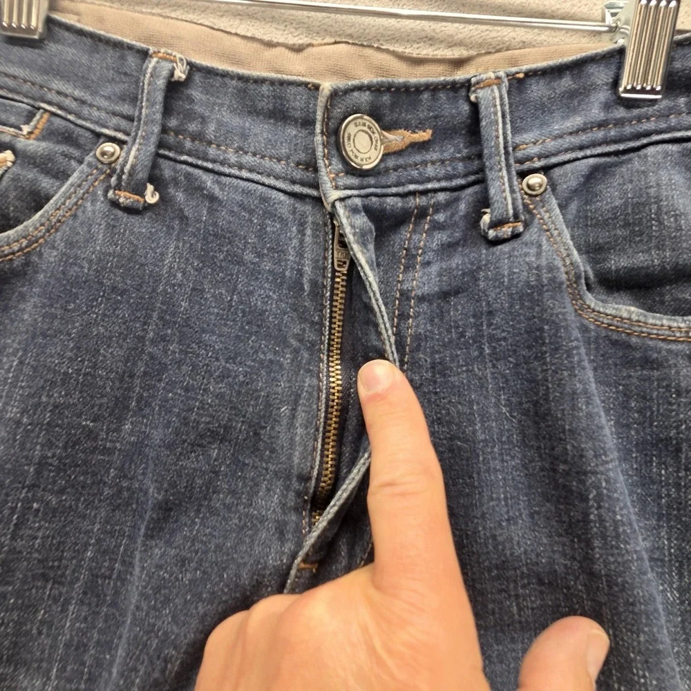 Selvedge Jeans Mens Blue SPAO Medium Wash‎ Zip Fly Whiskers Tapered Fits 32x30